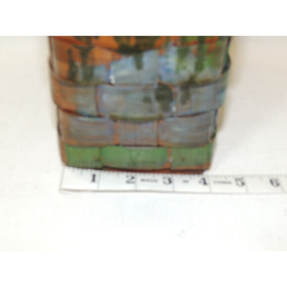 VTG 60s‎ Hand Painted Wooden Picnic Basket Handbag (Bonus 2 VTG Stamps) - Picture 10 of 16